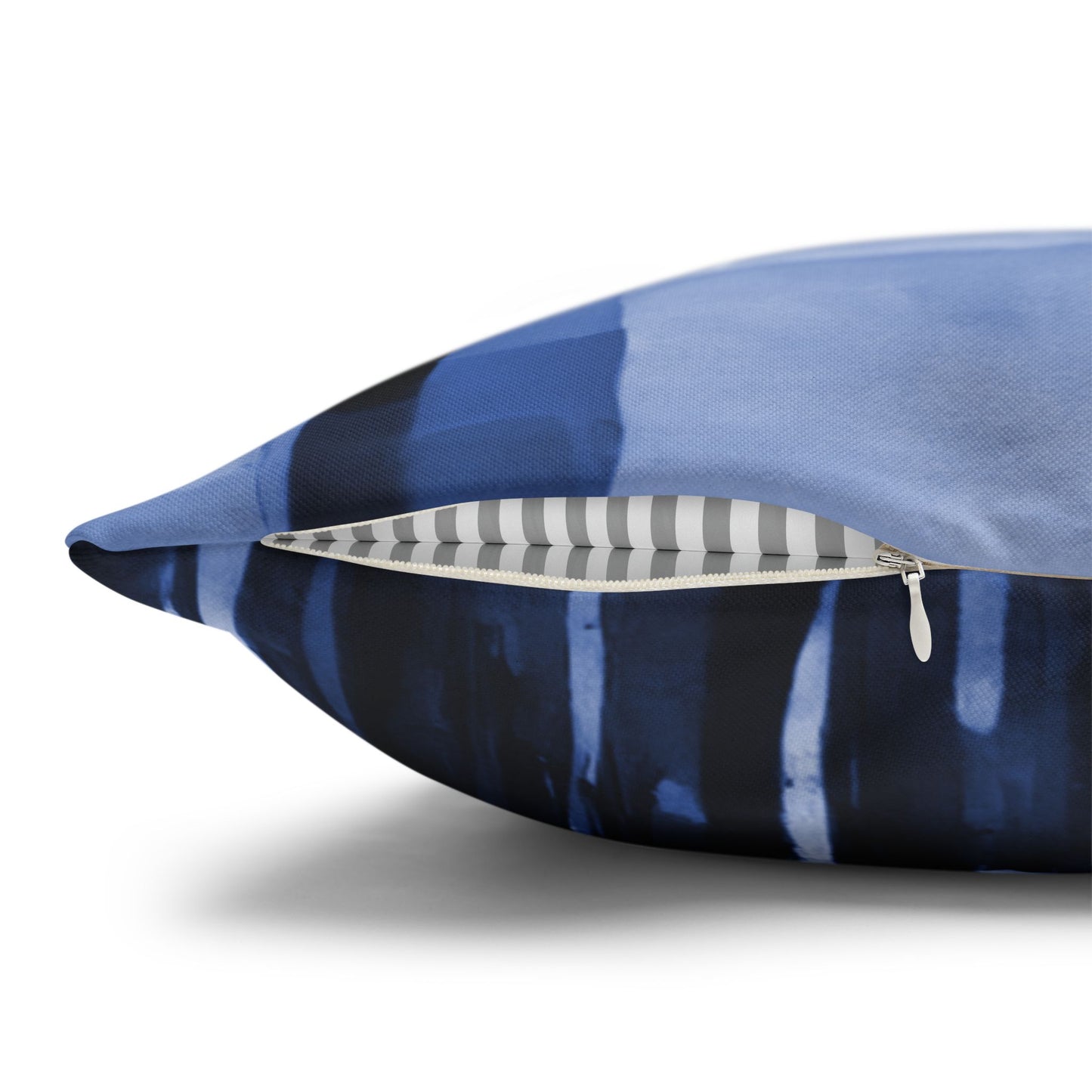 Striped Deep Blue Spun Polyester Square Pillowcase, 14" x 14"