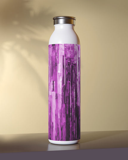 Striped Powder Lavender Slim Water Bottle, 20 oz White