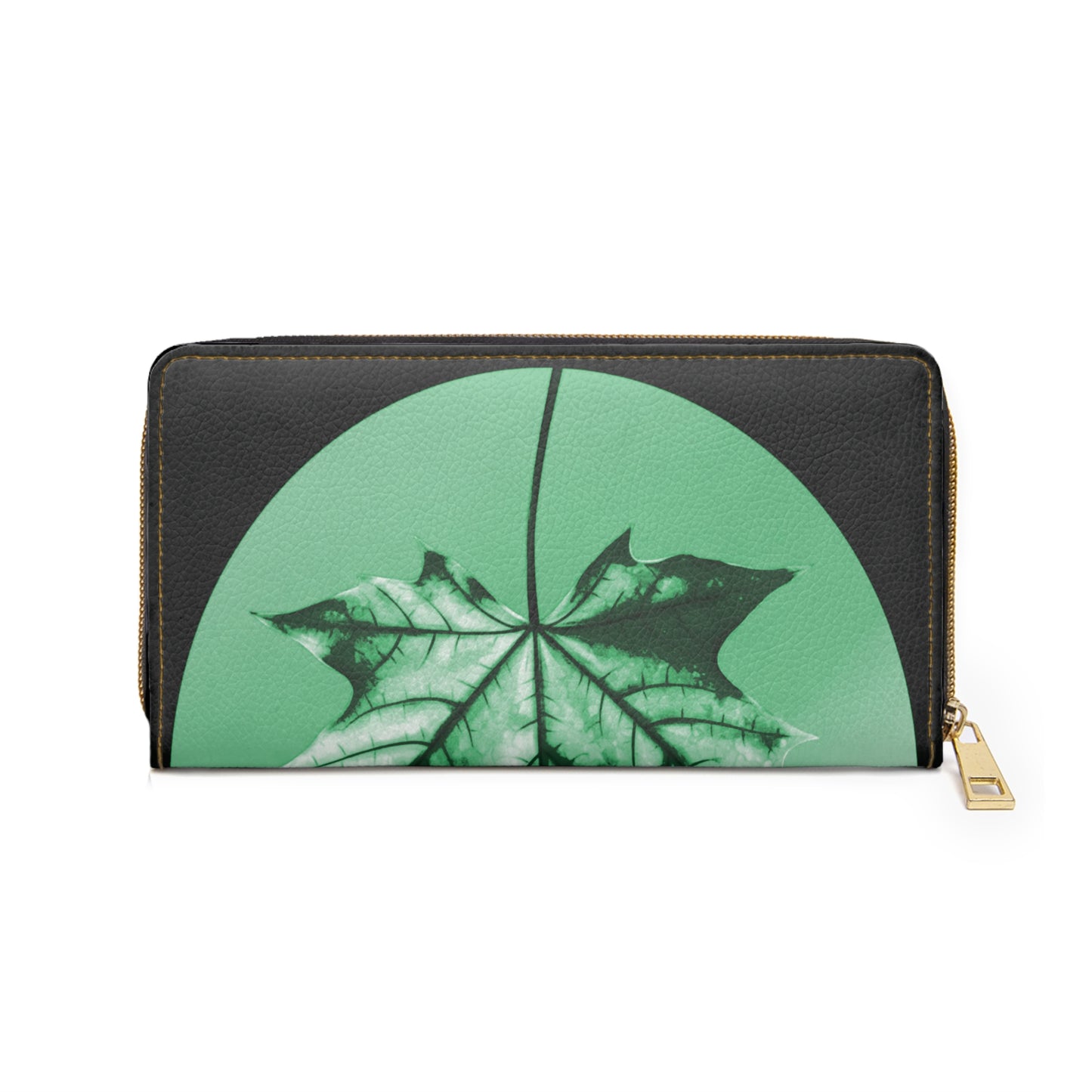 Mint Green Maple Leaf Elegant Abstract Zipper Wallet - Stylish & Functional Accessory for Everyday Use