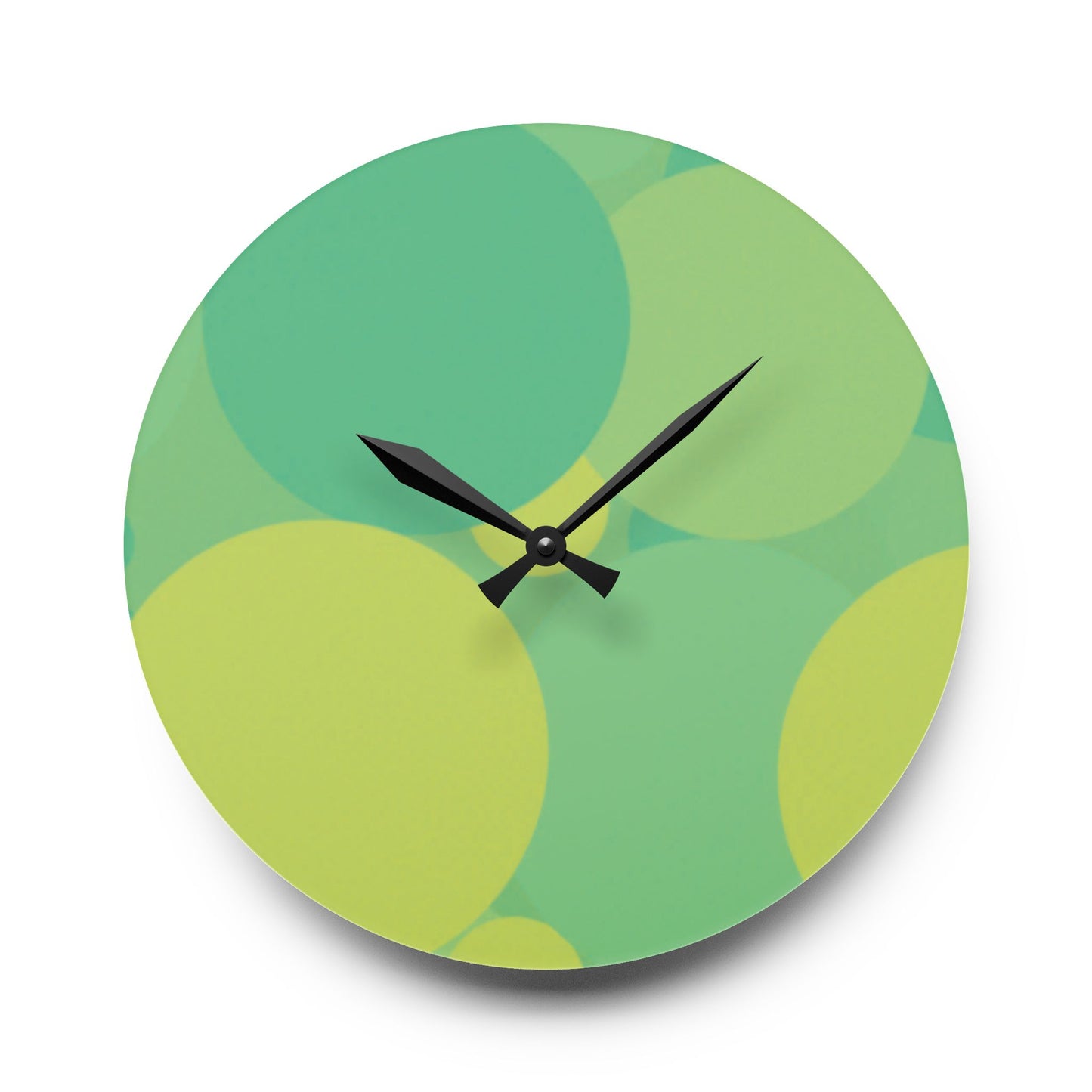 Pastel Green Patches Acrylic Wall Clock, Round or Square, 10.75" x 10.75"