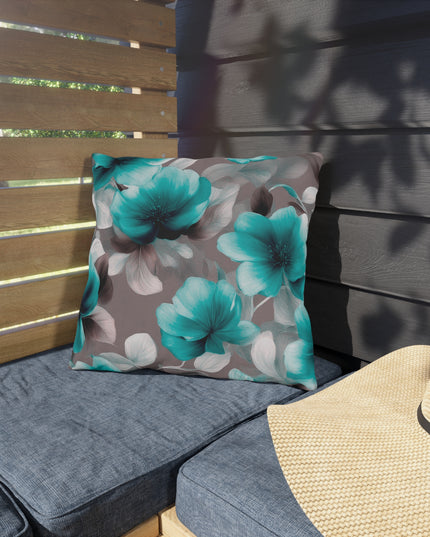 Tif Green Gray Floral Bunch Outdoor Pillow, 16" x 16"
