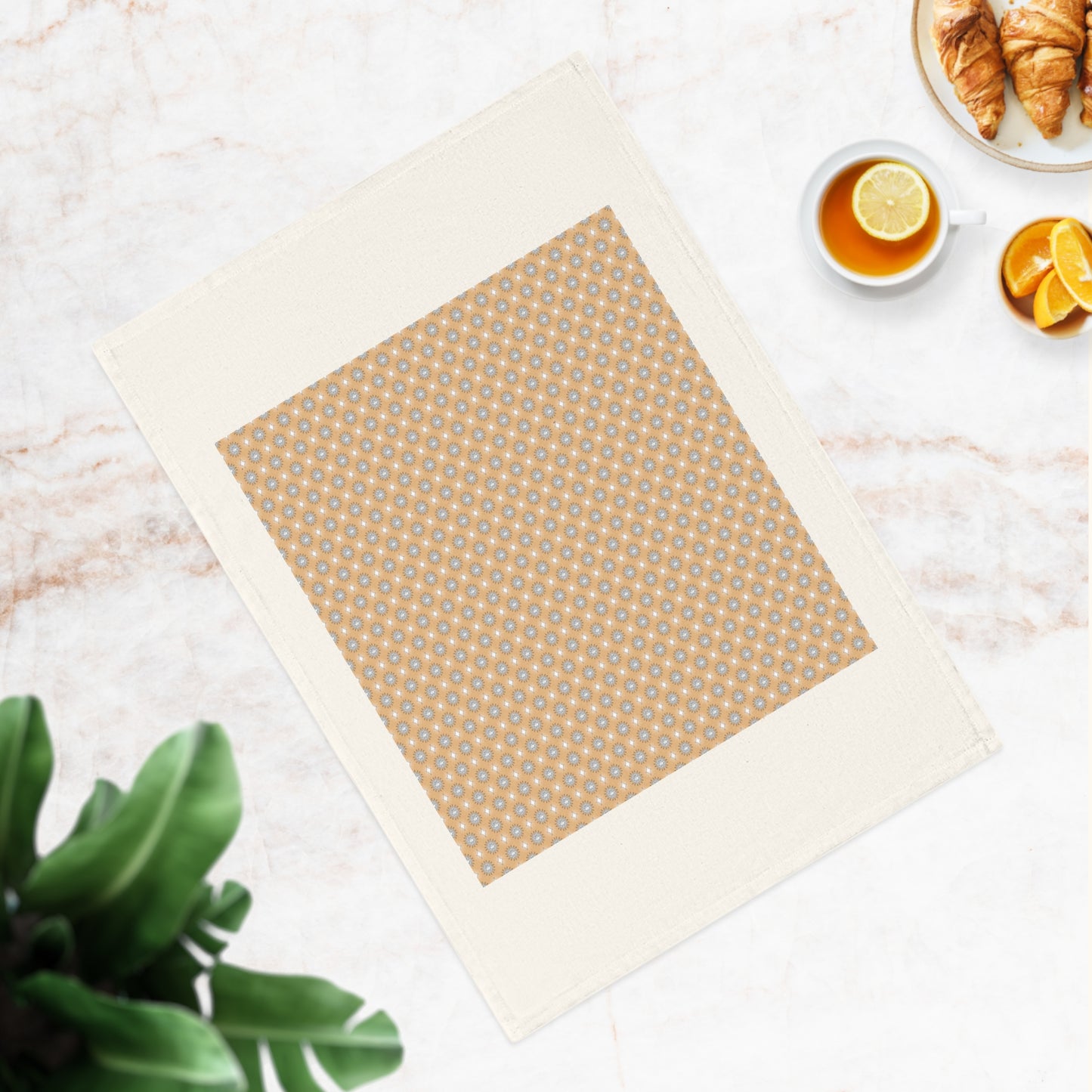 Tan Sunset Star-crossed Bodies Cotton Tea Towel 19.6" x 27.5"