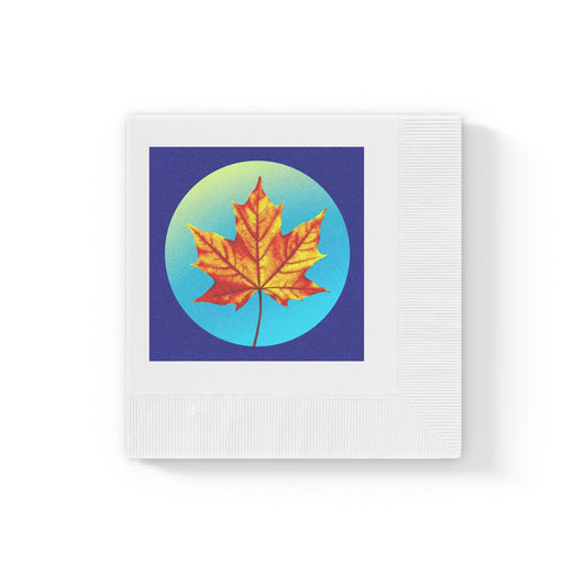 Alpha Maple Leaf White Coined Napkins, 4.8" x 4.8"