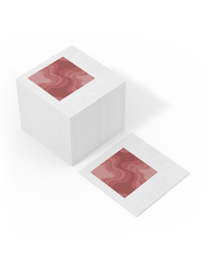 Power Red Wavey White Coined Napkins, 4.8" x 4.8"