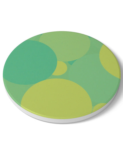 Pastel Green Patches 4" x 4" Round Ceramic Coaster
