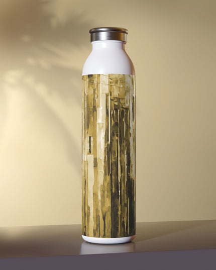 Striped Light Brown Slim Water Bottle, 20 oz White