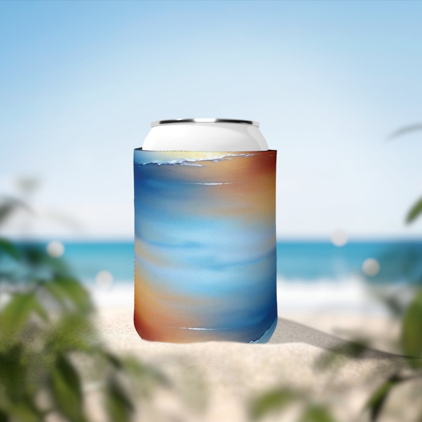 Blue Sea Red Orange Fog 12 oz Can Cooler Sleeve