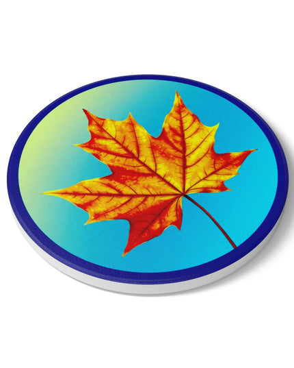 Alpha Maple Leaf 4" x 4" Round Ceramic Coaster