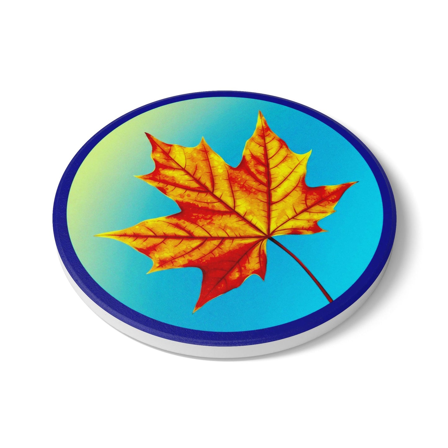 Alpha Maple Leaf 4" x 4" Round Ceramic Coaster
