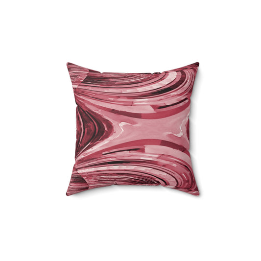 Uzi Spiral Ruby 14" x 14" Faux Suede Square Pillow