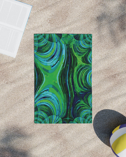 Uzi Spiral Blue Green Beach Towel, 18" x 27"