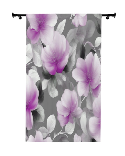 Purple Blossom Floral Bunch Window Curtain, 50" x  84", blackout