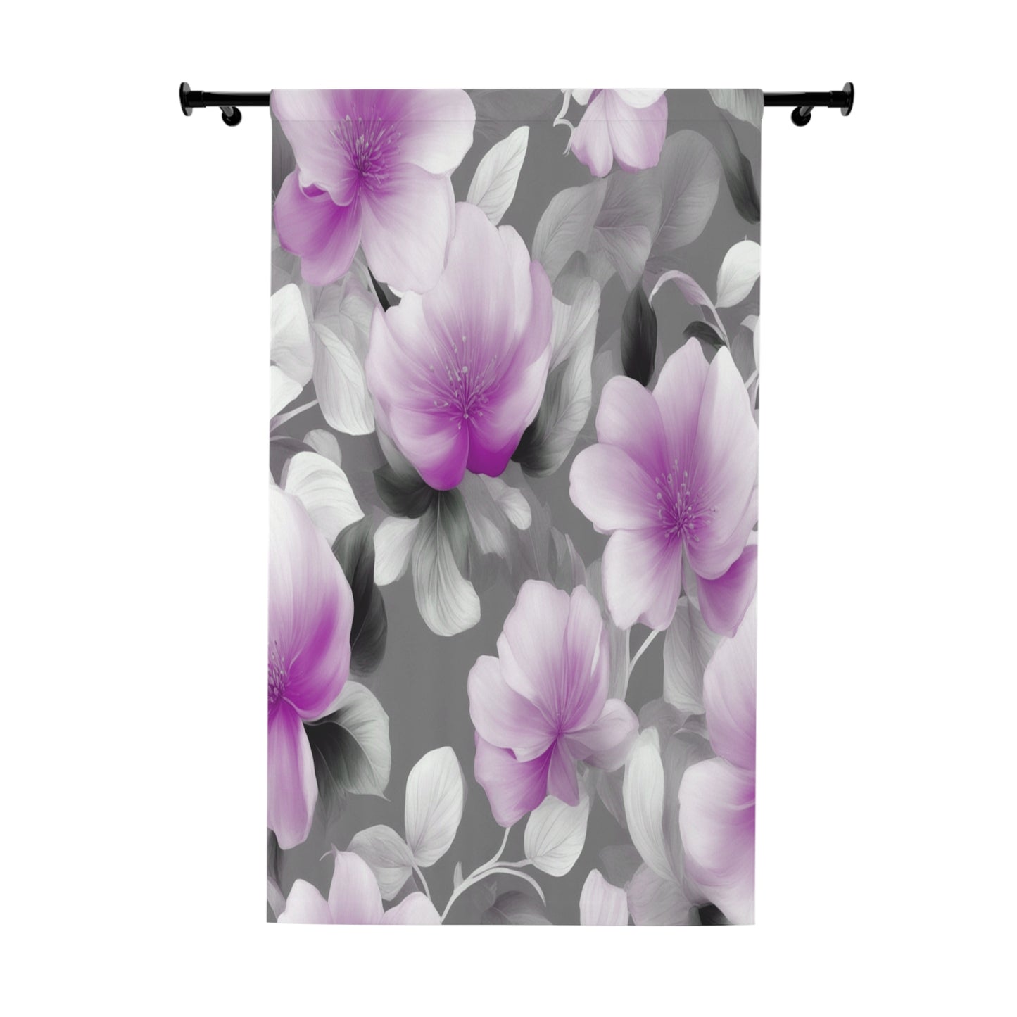 Purple Blossom Floral Bunch Window Curtain, 50" x  84", blackout