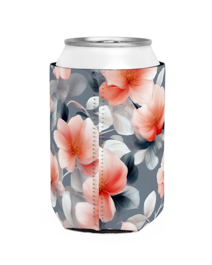 Red Blossom Floral Bunch 12 oz Can Cooler Sleeve