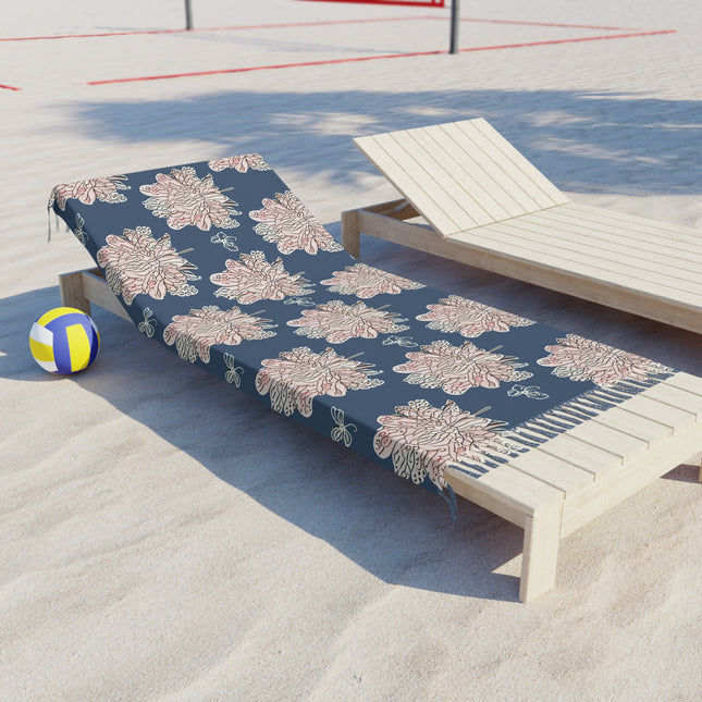 Rose White Floral Butterflies 38" × 81" Boho Beach Cloth