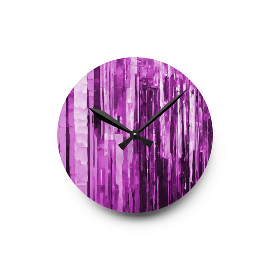 Striped Powder Lavender Acrylic Round Wall Clock, 8" x 8"