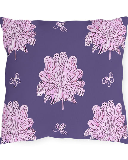 Magenta Floral Butterflies 16" x 16" Outdoor Pillow