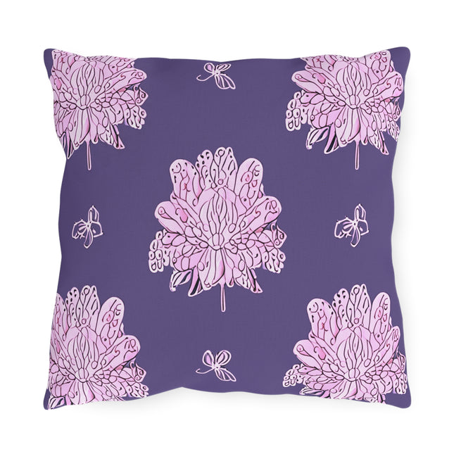 Magenta Floral Butterflies 16" x 16" Outdoor Pillow