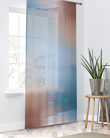 Blue Sea Peach Fog Window Curtain, 50" x 84", partially transparent