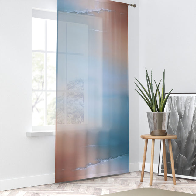 Blue Sea Peach Fog Window Curtain, 50" x 84", partially transparent