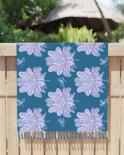 Lavender Floral Butterflies 38" × 81" Boho Beach Cloth