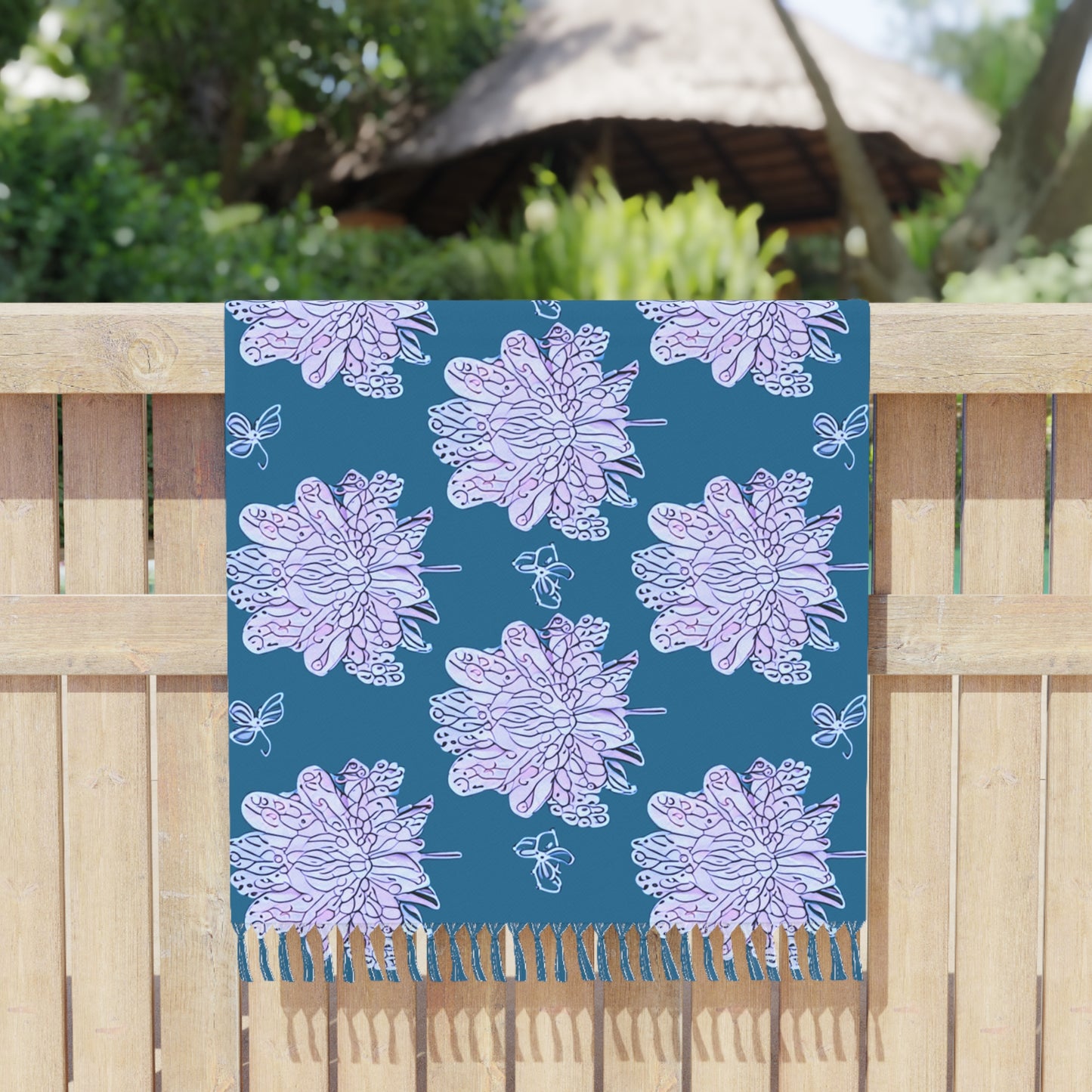 Lavender Floral Butterflies 38" × 81" Boho Beach Cloth
