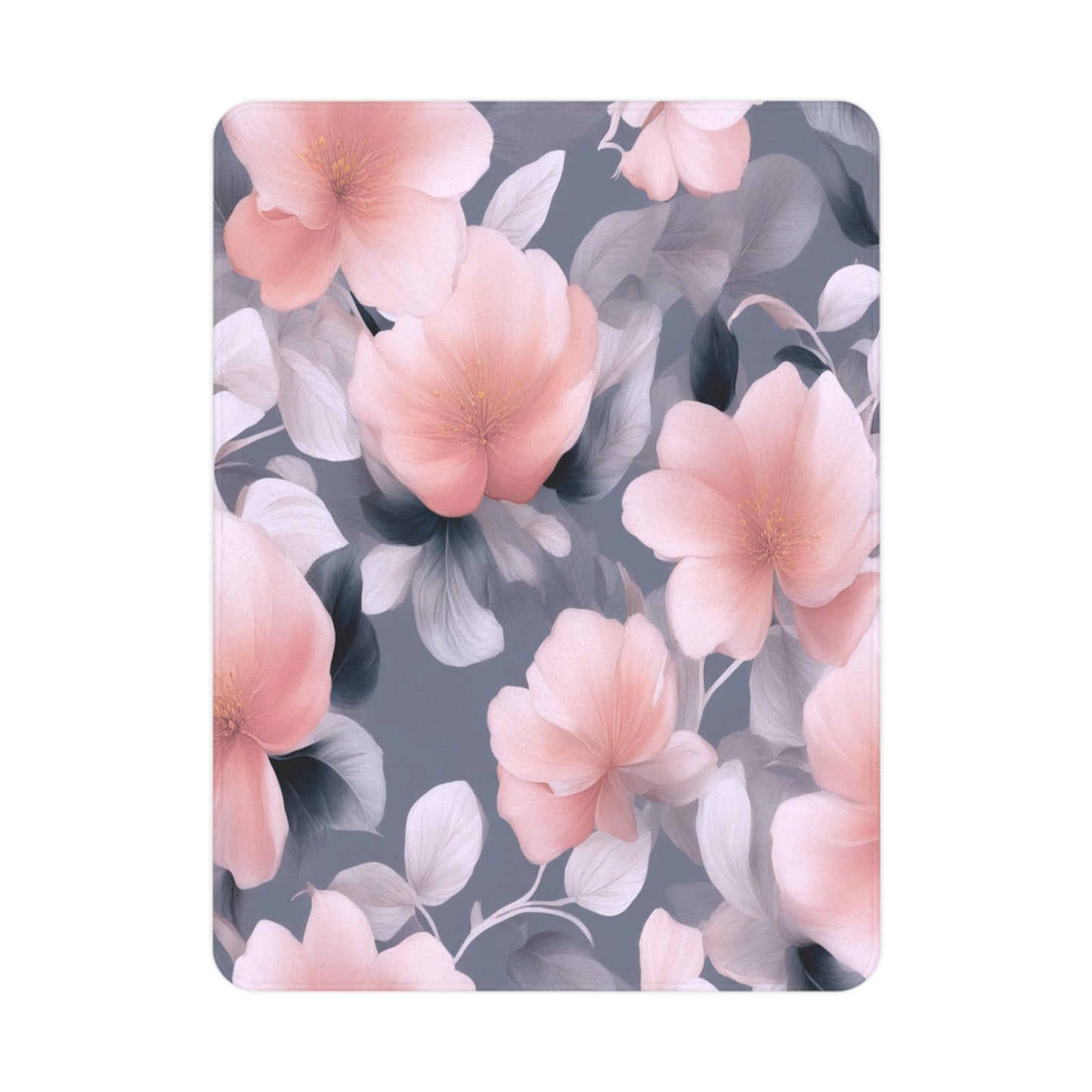 Peach and Blue Gray Floral Bunch Toddler Blanket, 30" x 40"