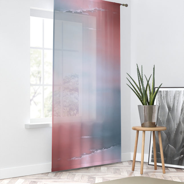 Gray Sea Pink Fog Window Curtain, 50" x 84", partially transparent