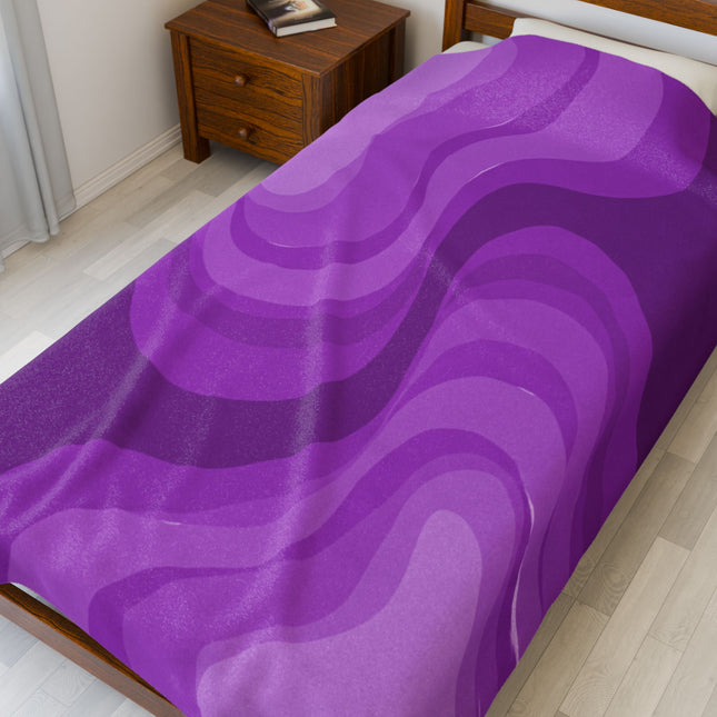 Wavey Purple Wavey Velveteen Plush Blanket, 60" x 80"