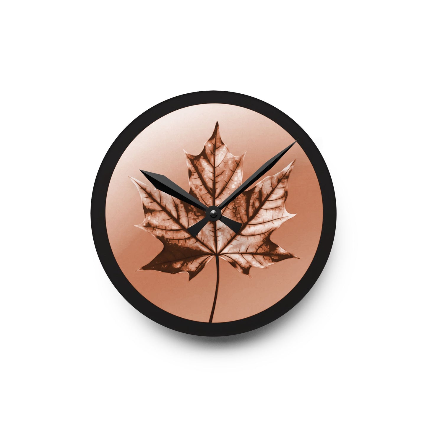 Soft Maple Leaf Acrylic Round Wall Clock, 8" x 8"