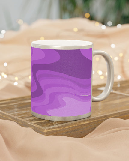 Wavey Purple Wavey 11 oz Metallic Mug (Silver\Gold)