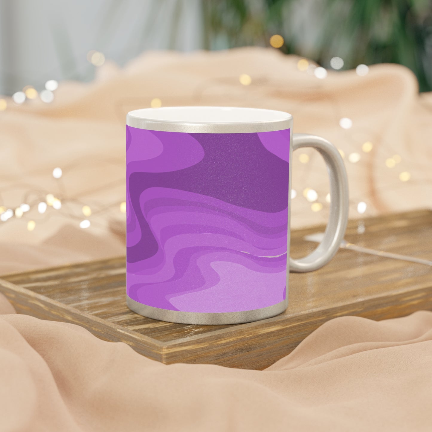 Wavey Purple Wavey 11 oz Metallic Mug (Silver\Gold)