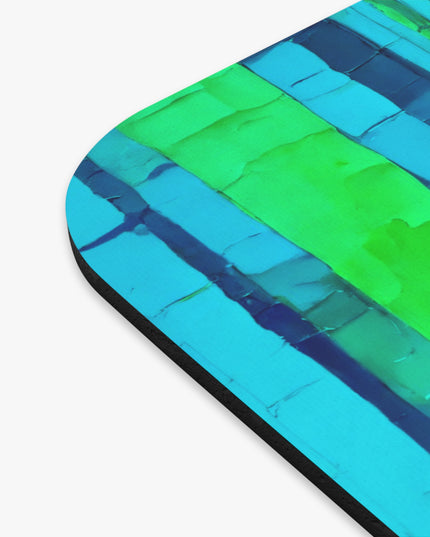 Striped Blue Green Mouse Pad, 9" x 8" Rectangle