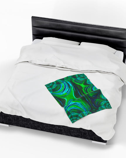 Uzi Spiral Blue Green Velveteen Plush Blanket, 30" x 40"