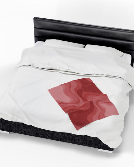 Power Red Wavey Velveteen Plush Blanket, 30" x 40"