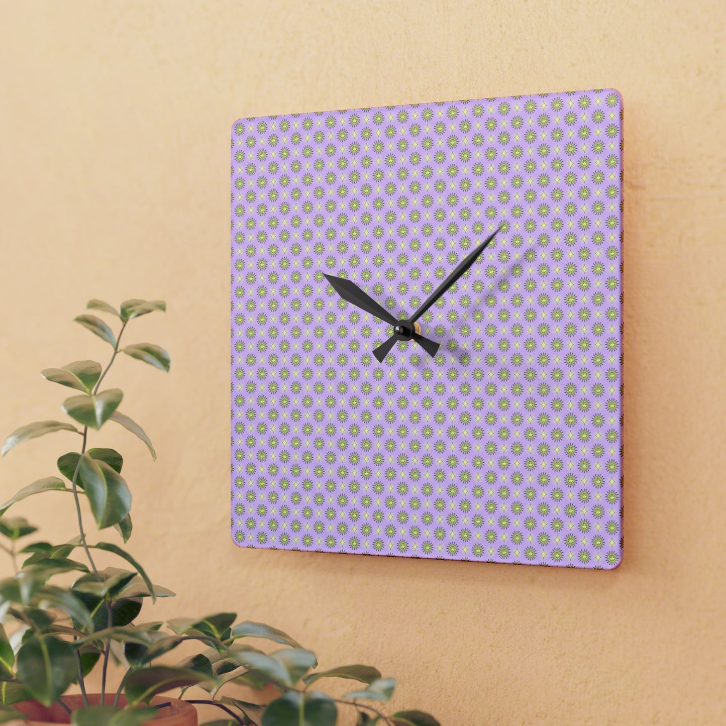 Magenta Star-crossed Bodies Acrylic Wall Clock, Round or Square, 10.75" x 10.75"