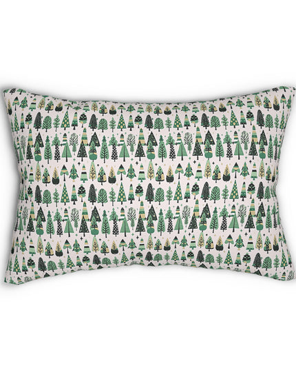 Mini Vintage Green Trees Spun Polyester Lumbar Pillow, 20" x 14"