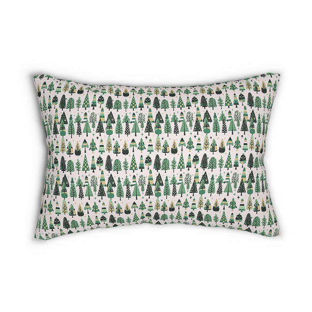 Mini Vintage Green Trees Spun Polyester Lumbar Pillow, 20" x 14"