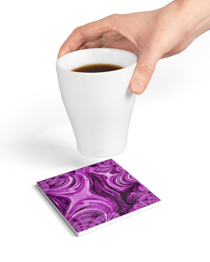 Uzi Spiral Powder Lavender 4" x 4" Square Ceramic Coaster