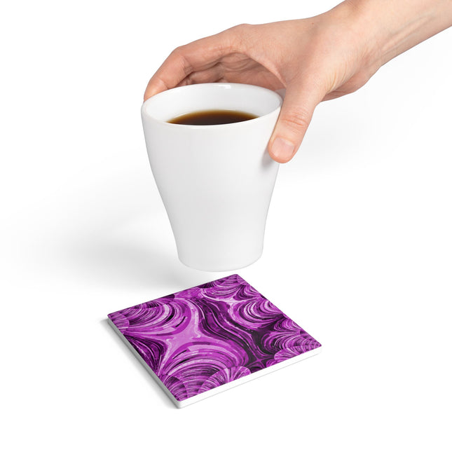 Uzi Spiral Powder Lavender 4" x 4" Square Ceramic Coaster
