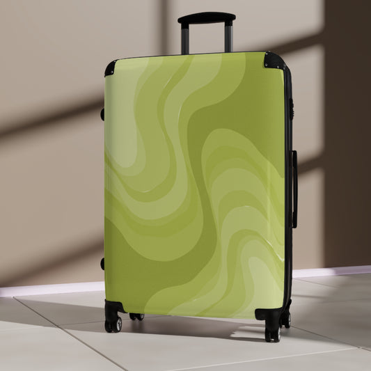 Lemon Wavey Large Suitcase with built in lock, 4 double-wheels, telescopic handle, and ABS back hard-shell