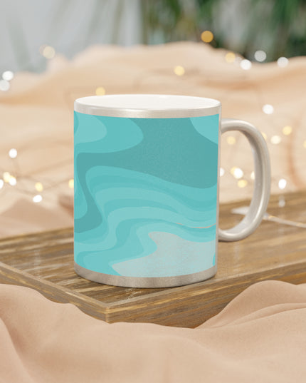 Tif Green Wavey 11 oz Metallic Mug (Silver\Gold)