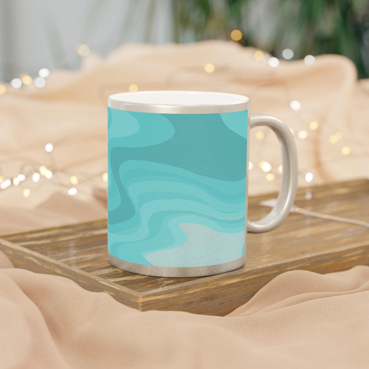Tif Green Wavey 11 oz Metallic Mug (Silver\Gold)
