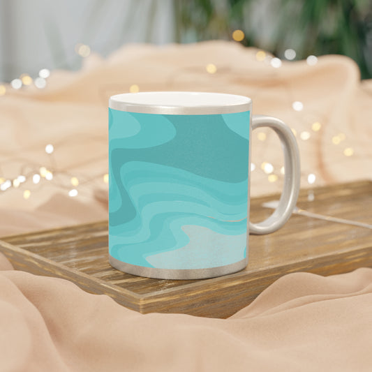 Tif Green Wavey 11 oz Metallic Mug (Silver\Gold)