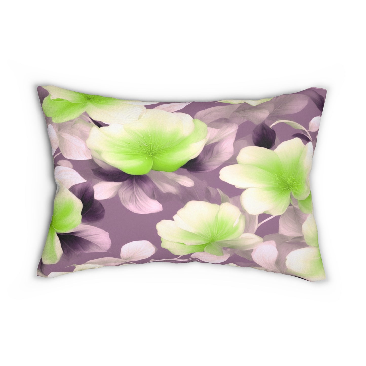 Lime Lavender Floral Bunch Spun Polyester Lumbar Pillow, 20" x 14"