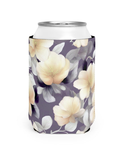 White Blush Floral Bunch 12 oz Can Cooler Sleeve