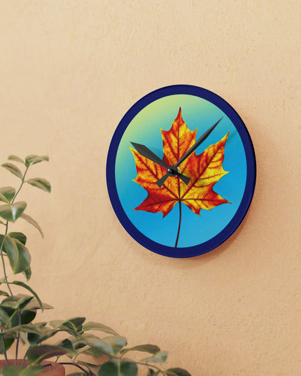Alpha Maple Leaf Acrylic Round Wall Clock, 8" x 8"