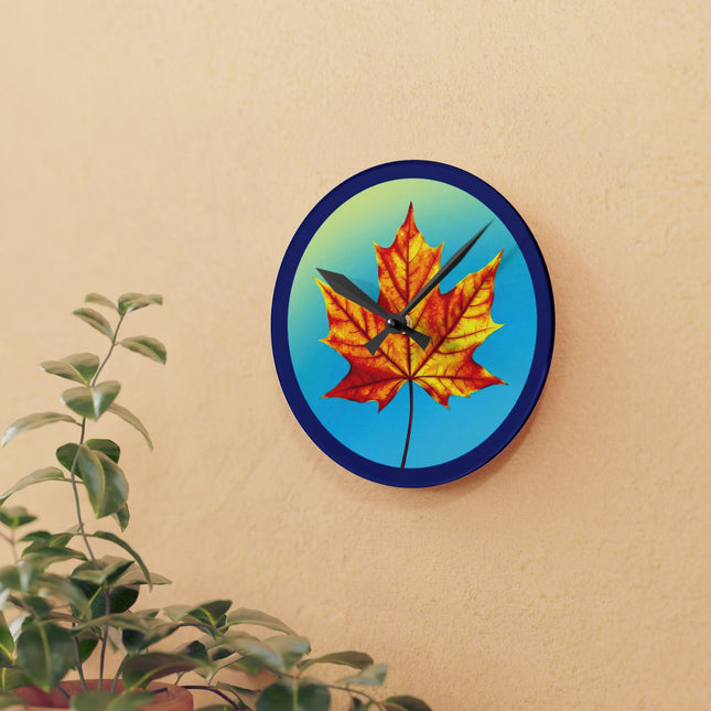 Alpha Maple Leaf Acrylic Round Wall Clock, 8" x 8"
