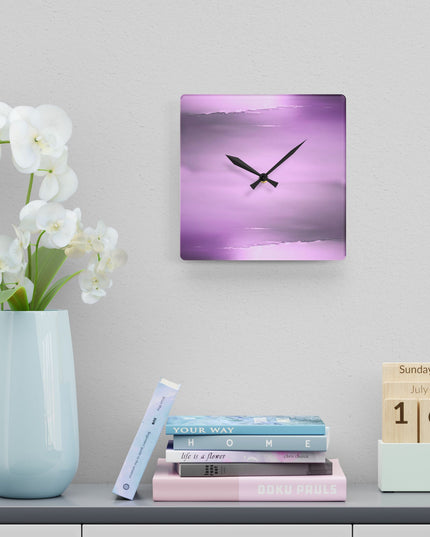 Dark Pink Sea Amethyst Fog Acrylic Wall Clock, Round or Square, 10.75" x 10.75"