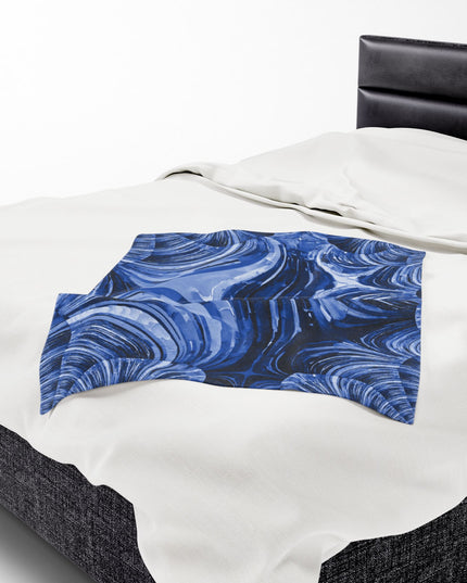 Uzi Spiral Deep Blue Velveteen Plush Blanket, 30" x 40"